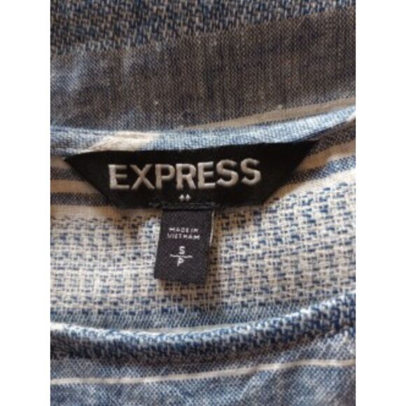 Express Women's Size Petite Small Chambray Linen Blend Wrap Mini Dress - Picture 5 of 7